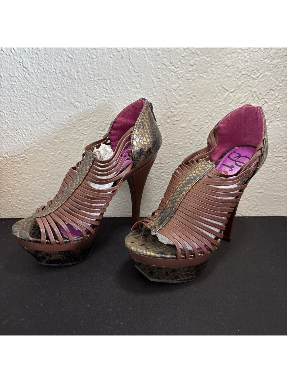 Promise Platform Stiletto Sandals Strappy Gladiator Size 7